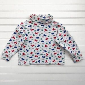 VINTAGE CC BATES VGUC 100% Cotton Classic Christmas Holiday Print Turtleneck